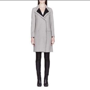 Helmet Lang Long Line Wool Blend Grey Black Zip Front Coat Sz Sm Retails…